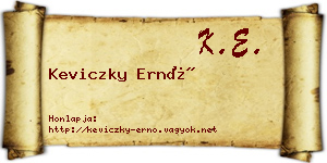 Keviczky Ernő névjegykártya